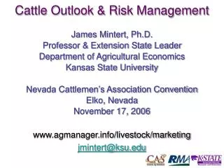 Cattle Outlook &amp; Risk Management