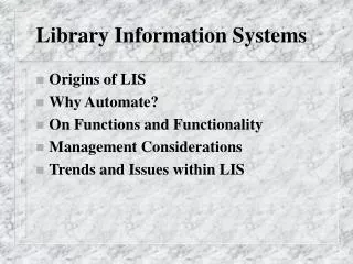 Library Information Systems