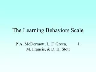The Learning Behaviors Scale