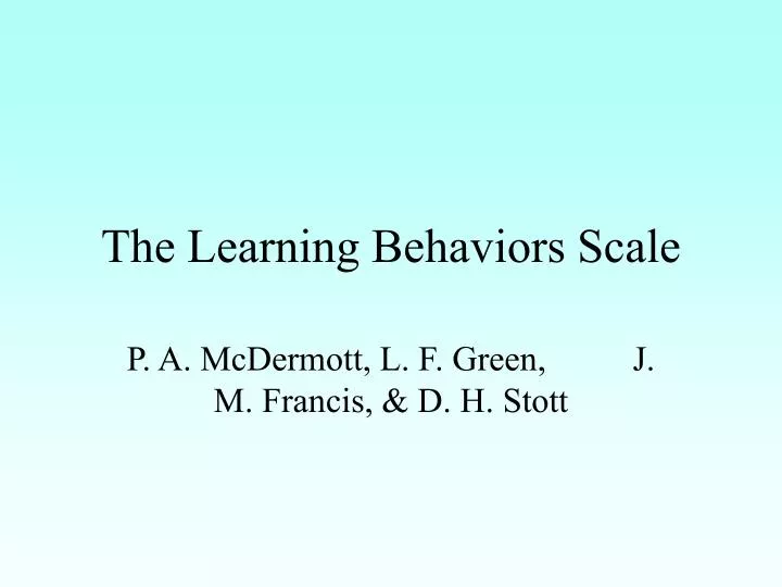 the learning behaviors scale