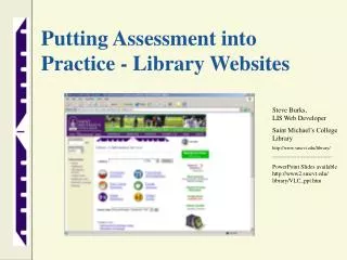 Putting Assessment into Practice - Library Websites