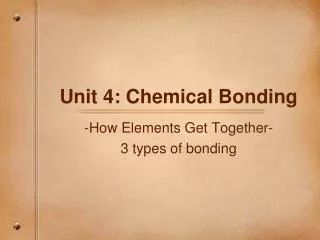 Unit 4: Chemical Bonding