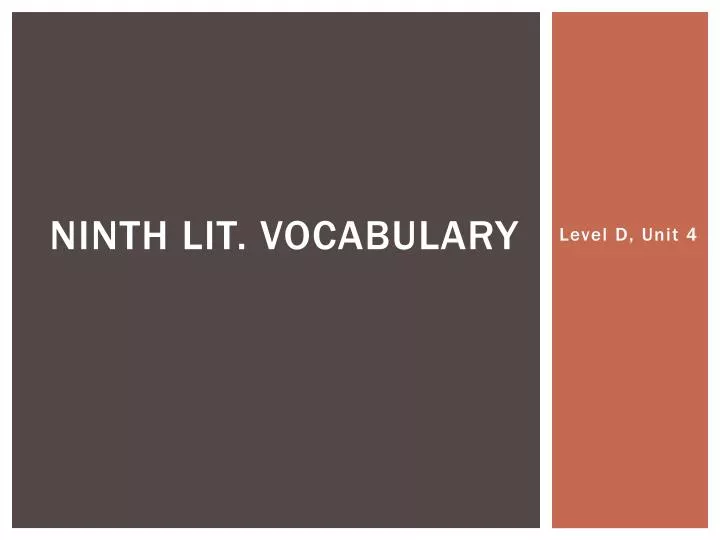 ninth lit vocabulary