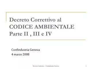 decreto correttivo al codice ambientale parte ii iii e iv