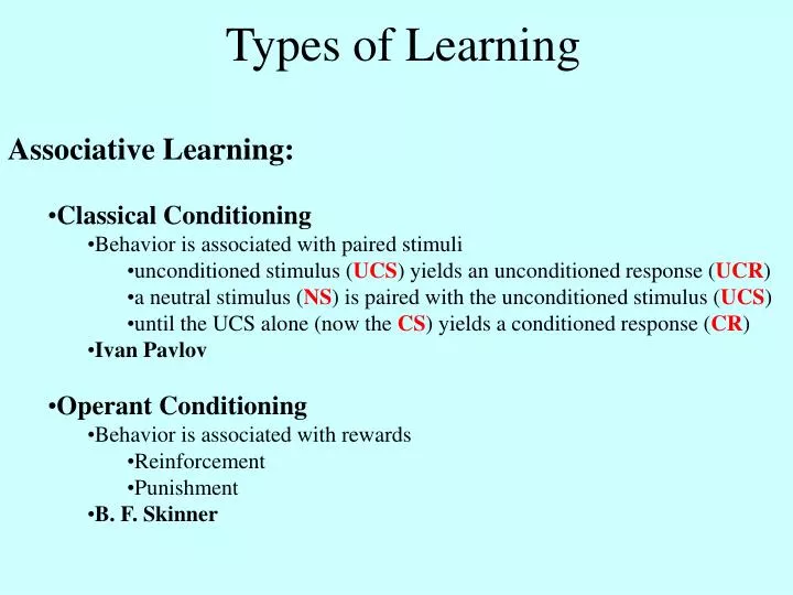 types of learning