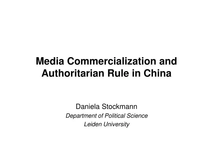 media commercialization and authoritarian rule in china