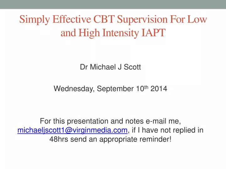 simply effective cbt supervision for low and high intensity iapt