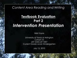 Textbook Evaluation Part 2 Intervention Presentation