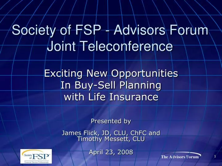 society of fsp advisors forum joint teleconference