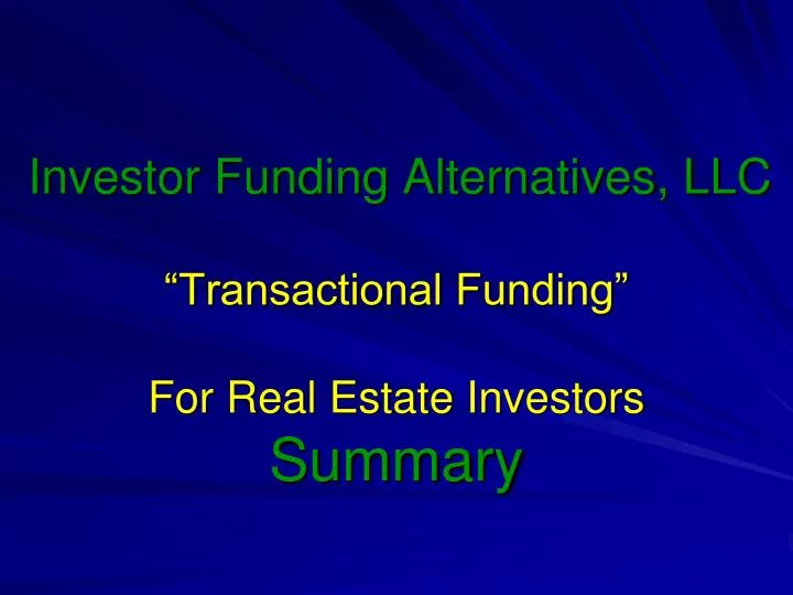 investor funding alternatives llc