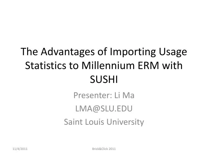 the advantages of importing usage statistics to millennium erm with sushi