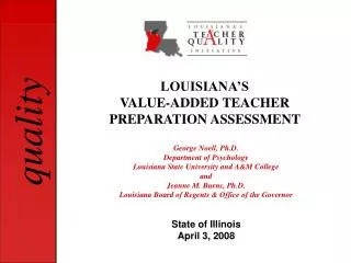 George Noell, Ph.D. Department of Psychology Louisiana State University and A&amp;M College and