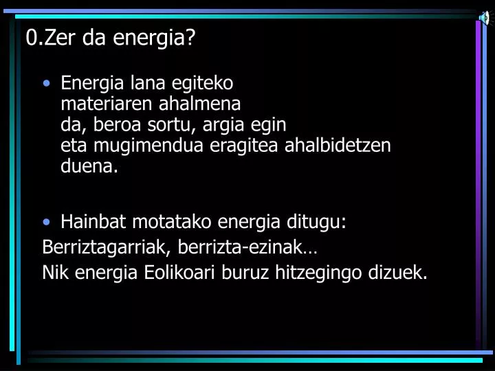 0 zer da energia