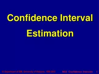 Confidence Interval Estimation