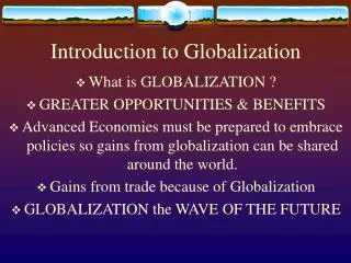 Introduction to Globalization