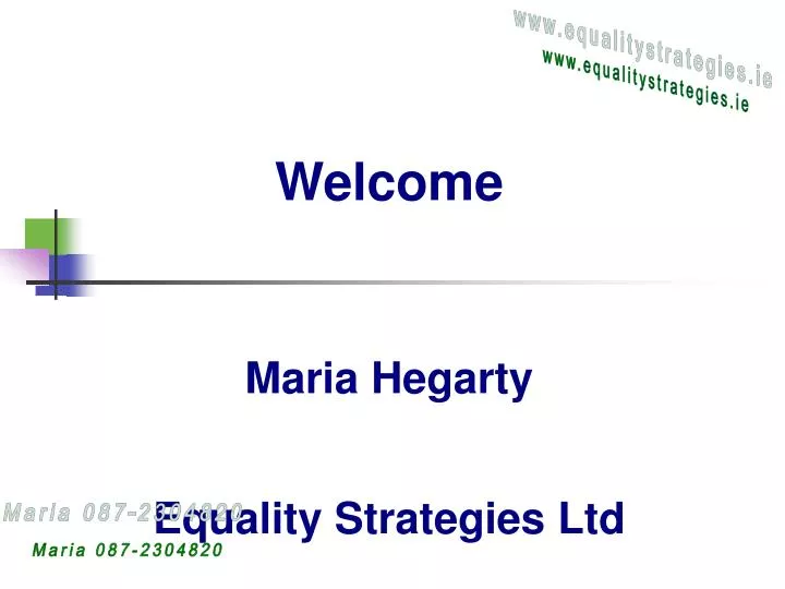 welcome maria hegarty equality strategies ltd