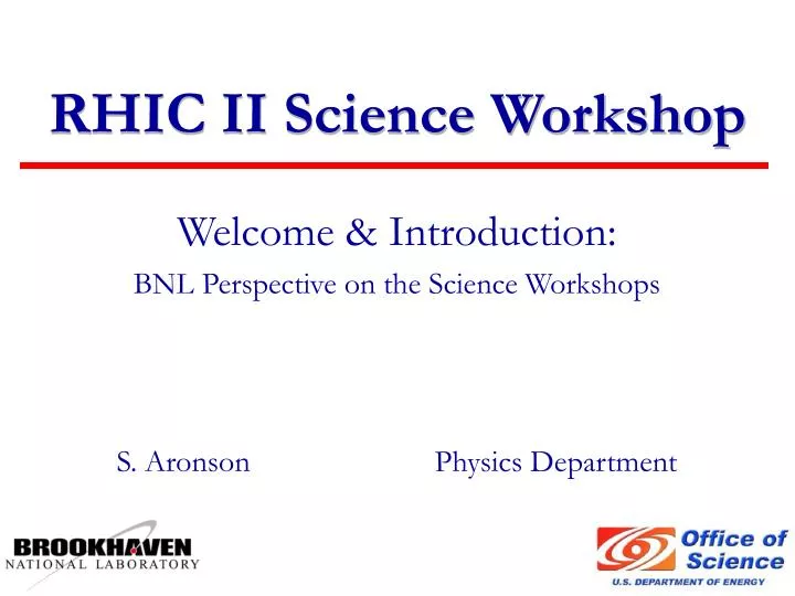 rhic ii science workshop