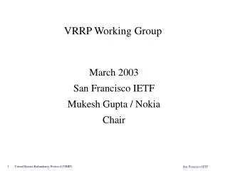 VRRP Working Group