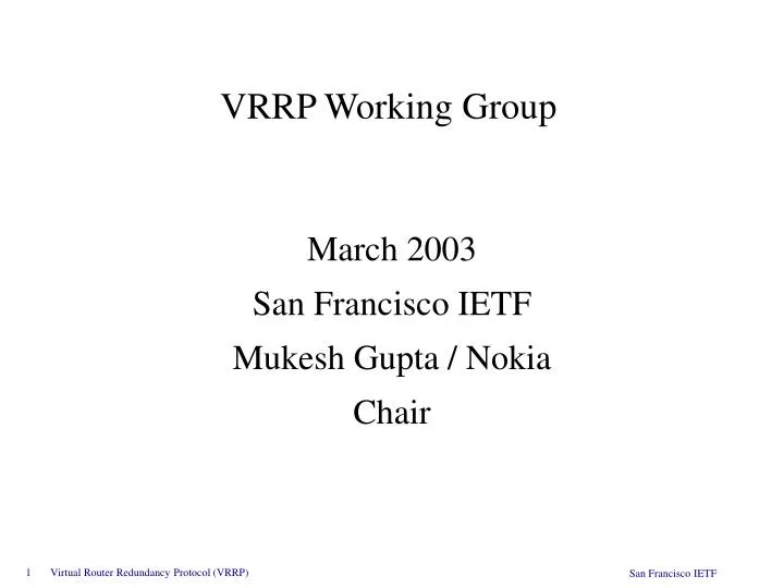 vrrp working group