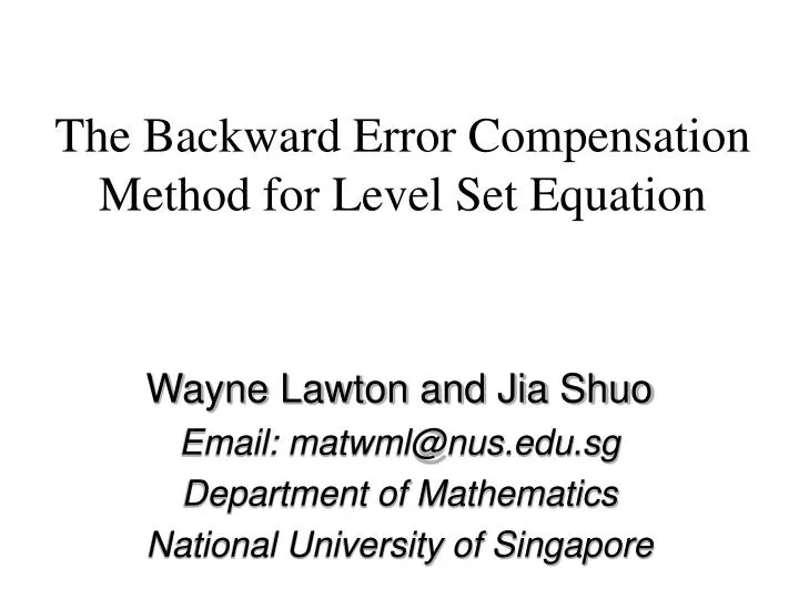 the backward error compensation method for level set equation