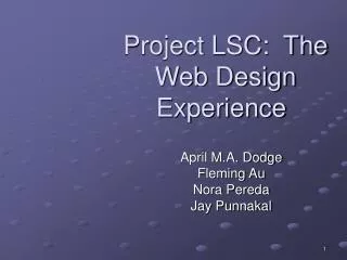 Project LSC: The Web Design Experience