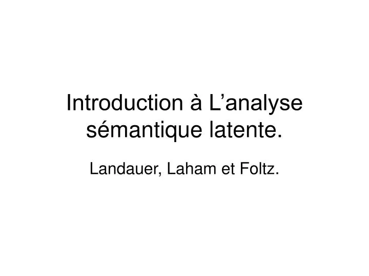 introduction l analyse s mantique latente