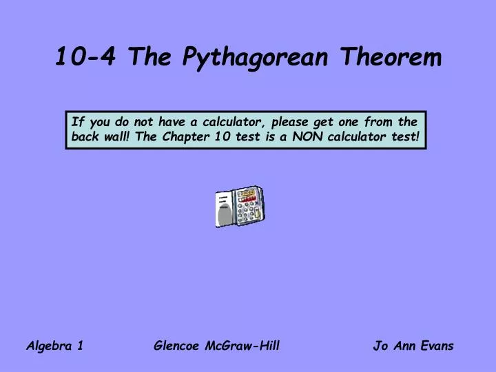 10 4 the pythagorean theorem