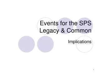 Events for the SPS Legacy &amp; Common