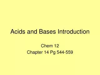 Acids and Bases Introduction