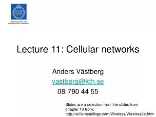 lecture 11 cellular networks