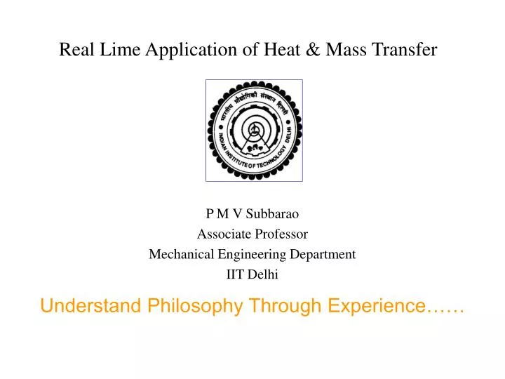 real lime application of heat mass transfer