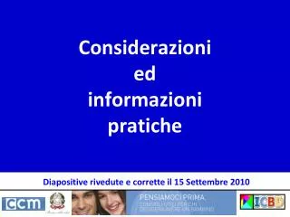 considerazioni ed informazioni pratiche
