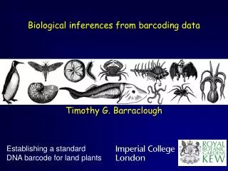 Biological inferences from barcoding data Timothy G. Barraclough