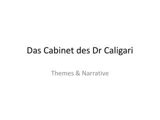 Das Cabinet des Dr Caligari