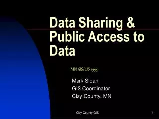 Data Sharing &amp; Public Access to Data