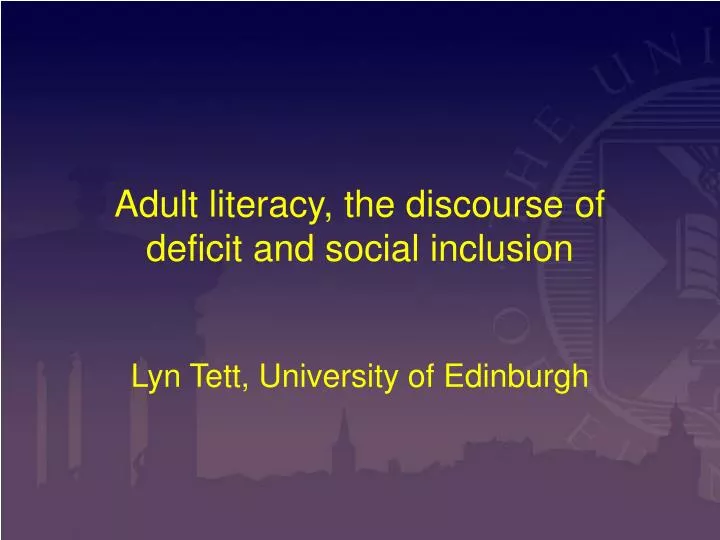 adult literacy the discourse of deficit and social inclusion