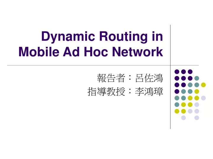 dynamic routing in mobile ad hoc network