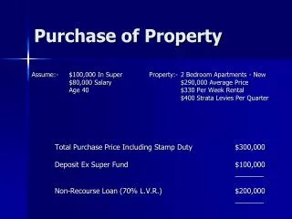 Purchase of Property