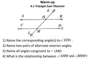 Warm-up 4.1 Triangle Sum Theorem