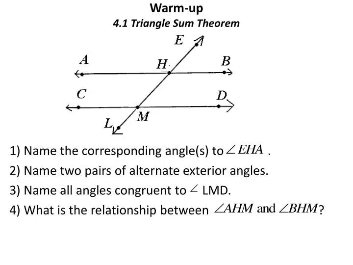warm up 4 1 triangle sum theorem