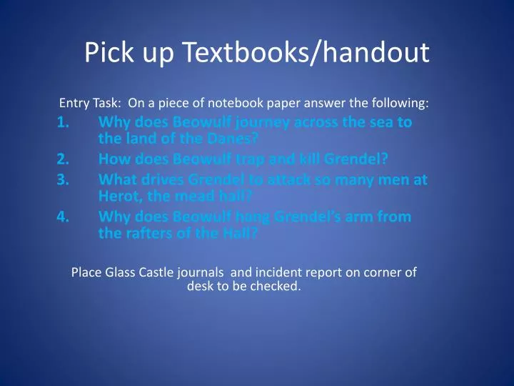 pick up textbooks handout