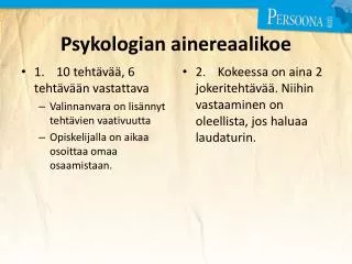 psykologian ainereaalikoe
