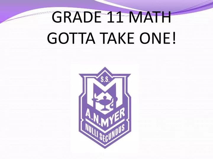 grade 11 math gotta take one