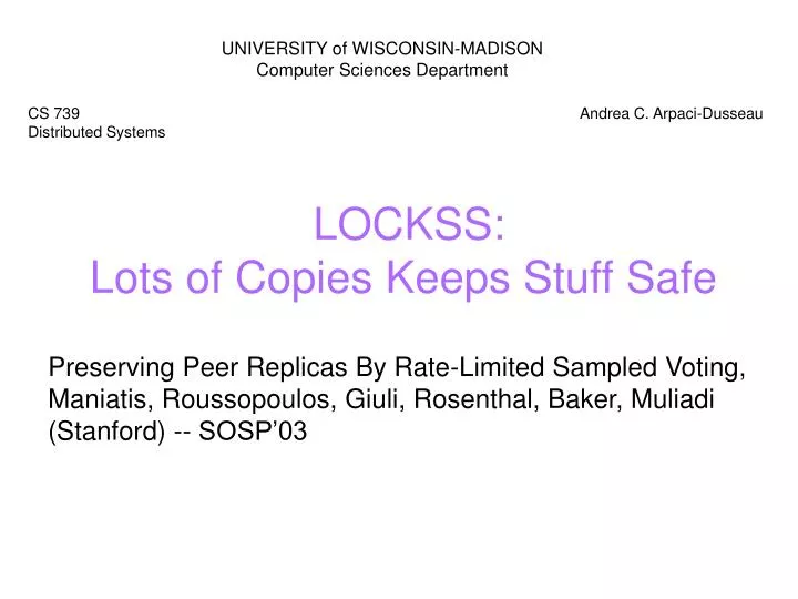 lockss lots of copies keeps stuff safe