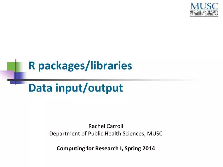 r packages libraries data input output