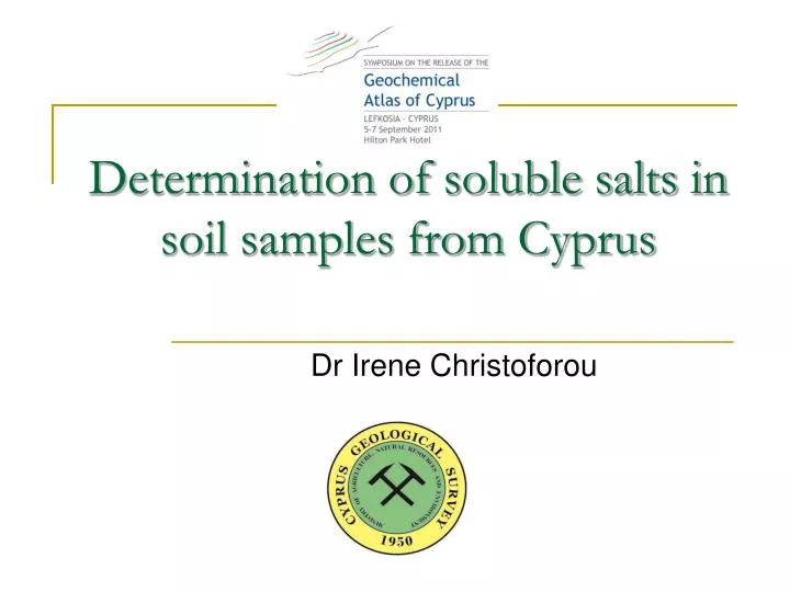 determination of soluble salts in soil samples from cyprus