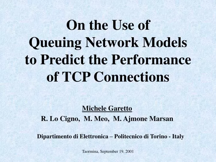 on the use of queuing network models to predict the performance of tcp connections