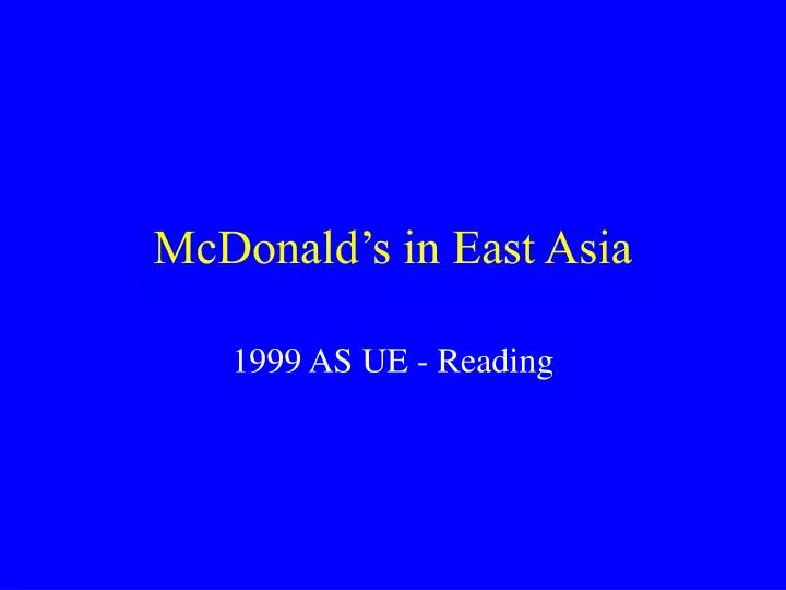 mcdonald s in east asia