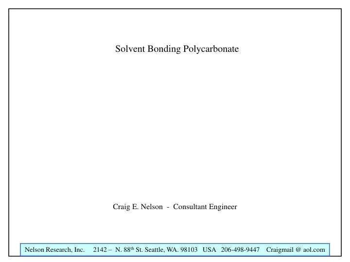 solvent bonding polycarbonate