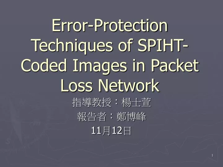 error protection techniques of spiht coded images in packet loss network
